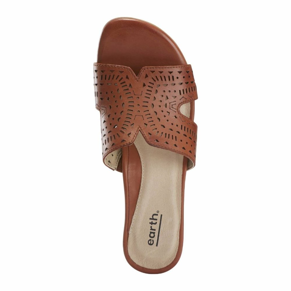 Earth Womens Mykonos Torlos Leather Slide Sandal -- Burnt Brick NEW - Picture 5 of 6